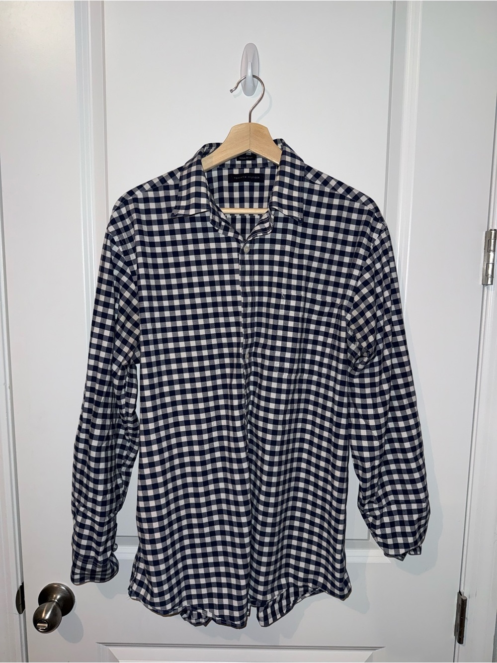 Tommy Hilfiger Navy and White Gingham Button-Down Shirt